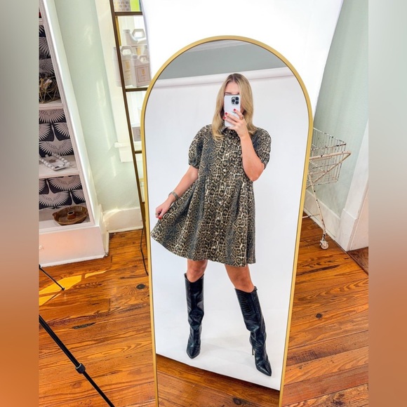 entro Dresses & Skirts - ENTRO Leopard Denim Dress